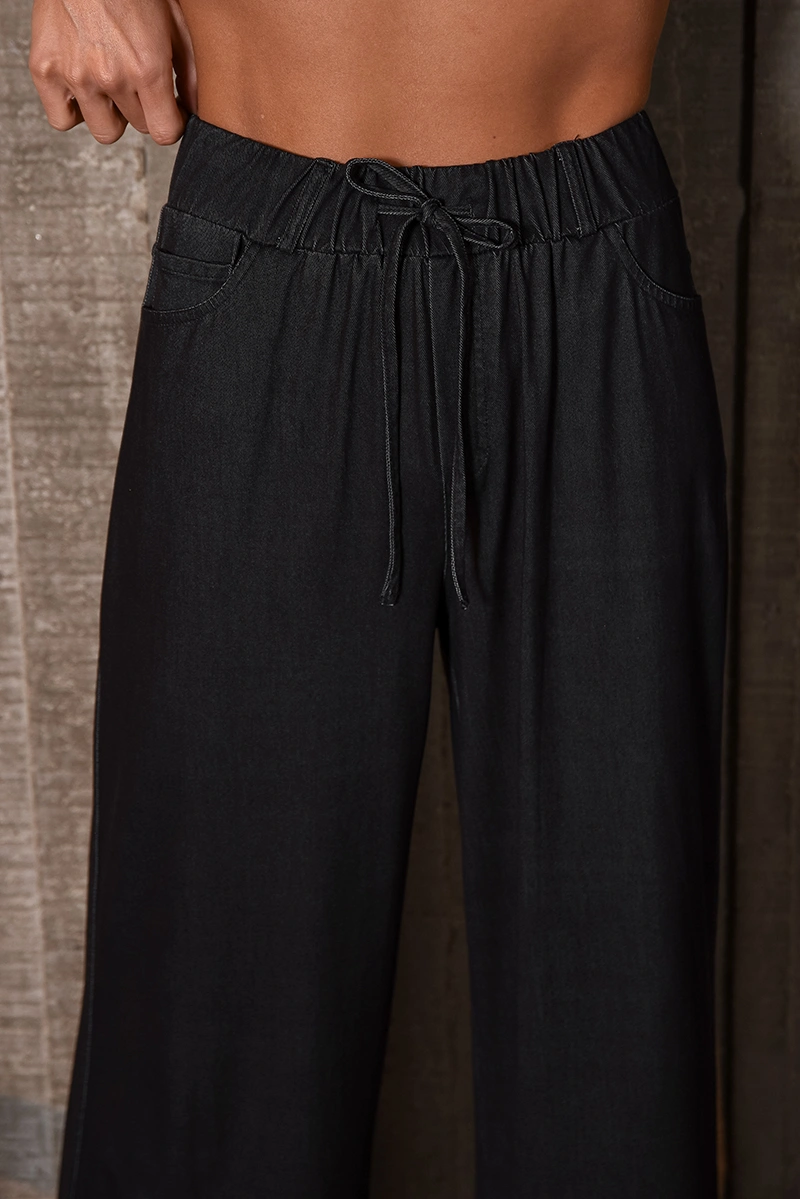 Dot Clothing - Calça Dot Clothing Liocel Fendi Preto - E0688PRETO