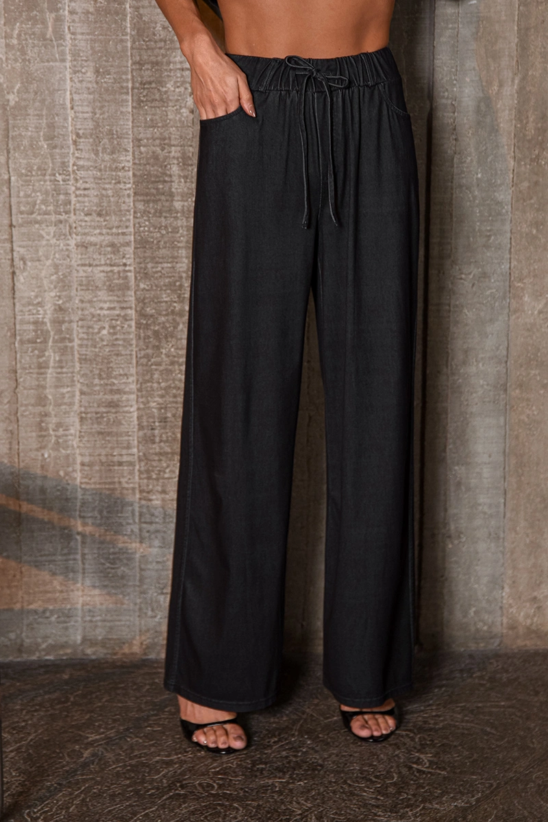 Dot Clothing - Calça Dot Clothing Liocel Fendi Preto - E0688PRETO