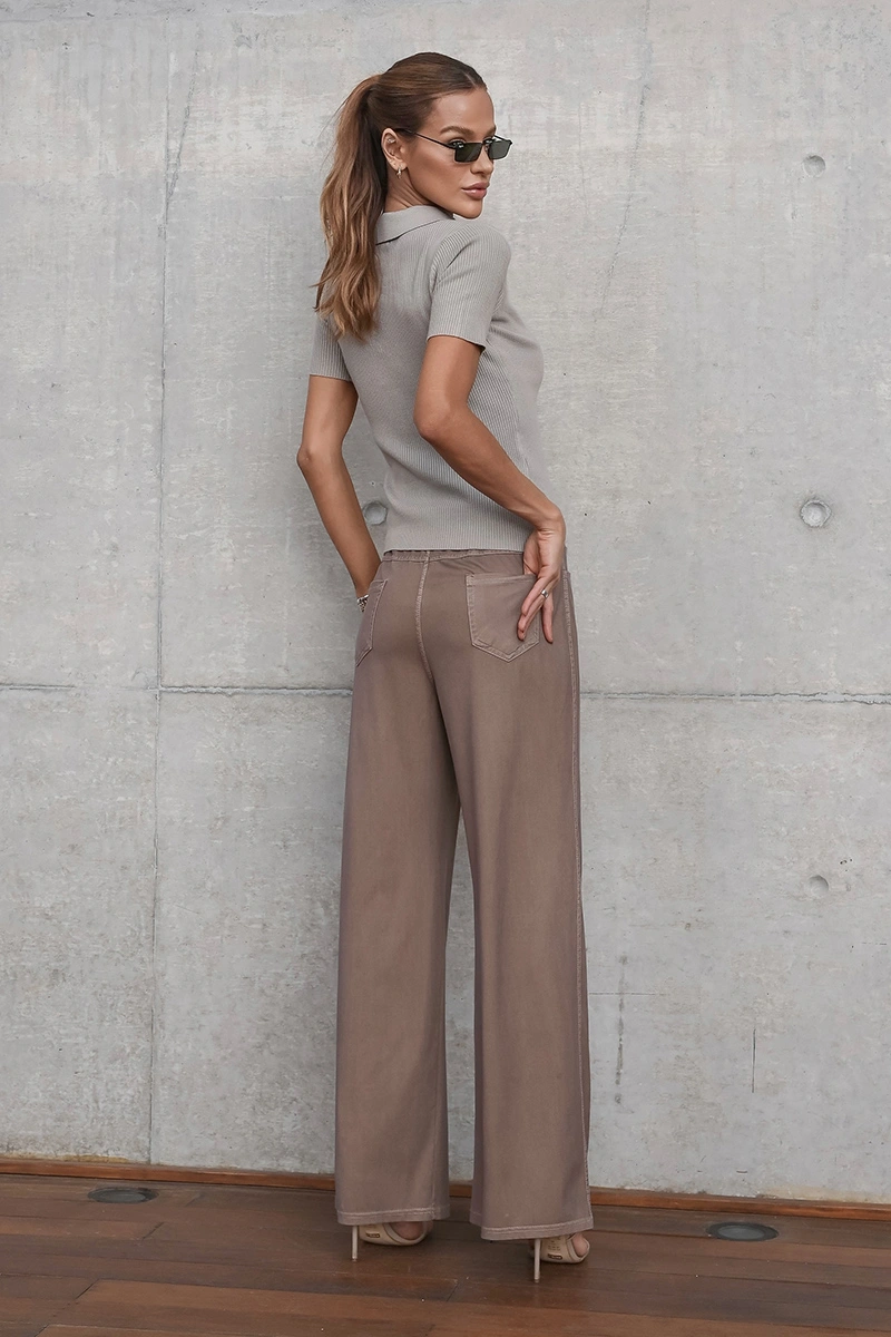 Dot Clothing - Calça Dot Clothing Liocel Fendi Biscuit - E0688BISCUIT
