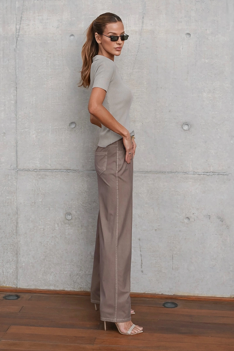 Dot Clothing - Calça Dot Clothing Liocel Fendi Biscuit - E0688BISCUIT