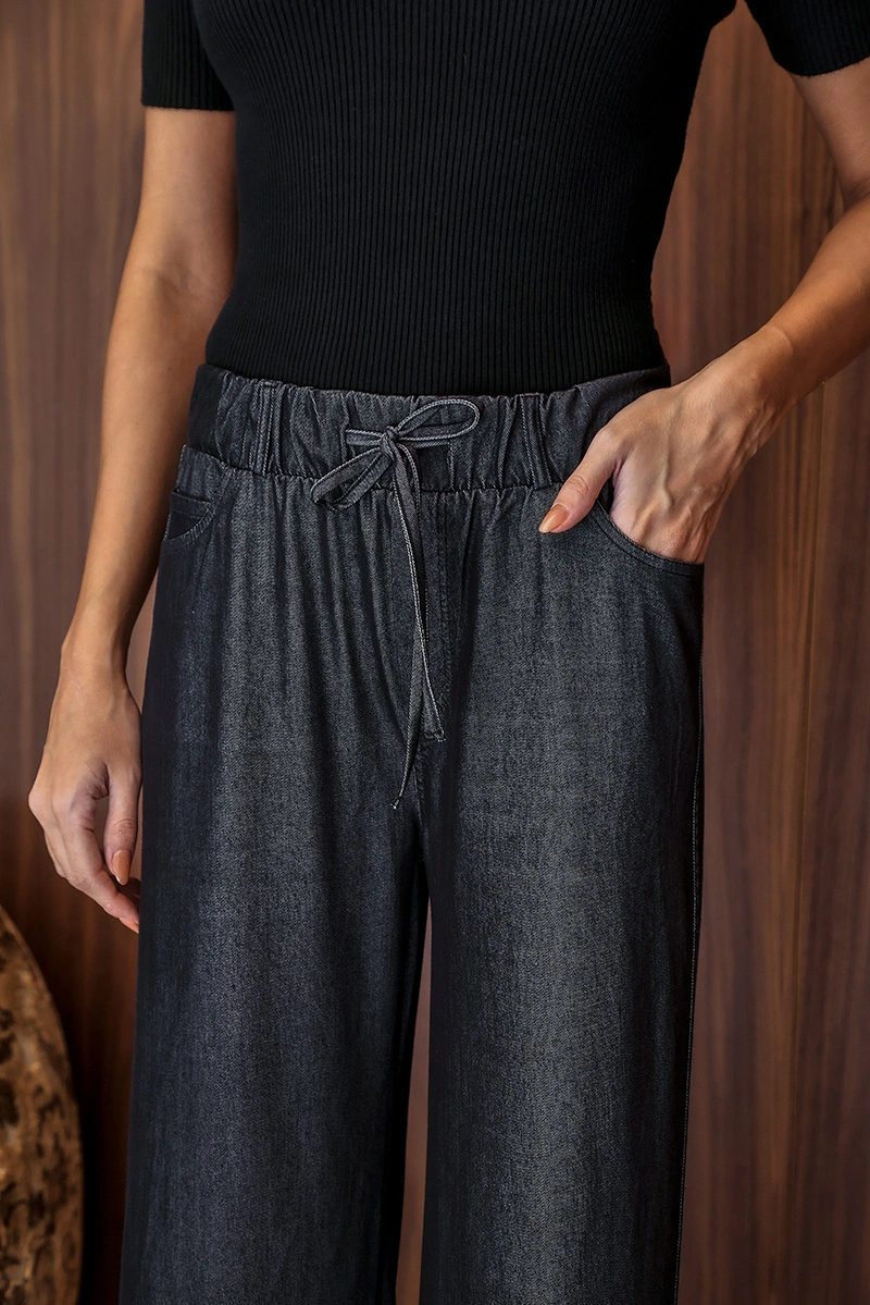 Dot Clothing - Calça Dot Clothing Liocel Fendi Azul Jeans - E0688AZULJE