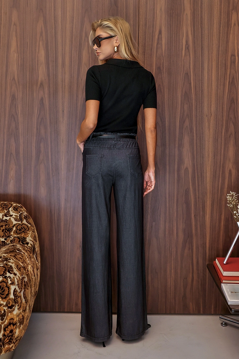 Dot Clothing - Calça Dot Clothing Liocel Fendi Azul Jeans - E0688AZULJE