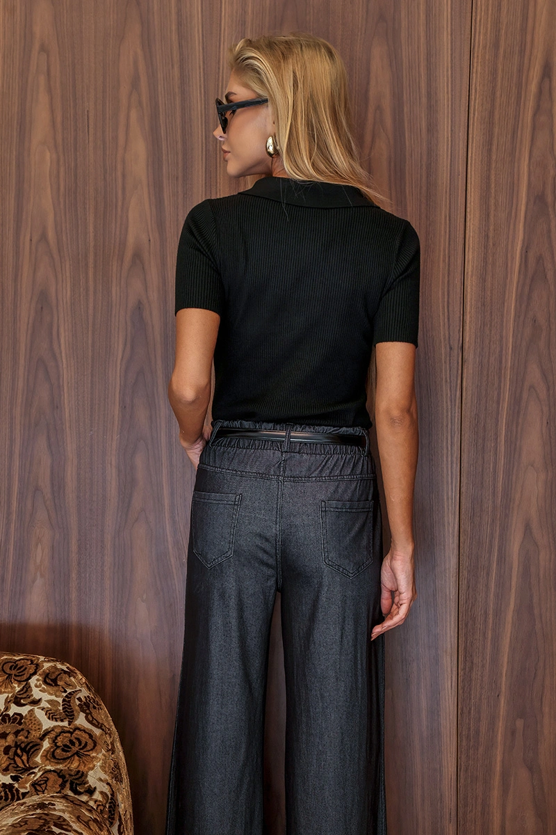 Dot Clothing - Calça Dot Clothing Liocel Fendi Azul Jeans - E0688AZULJE