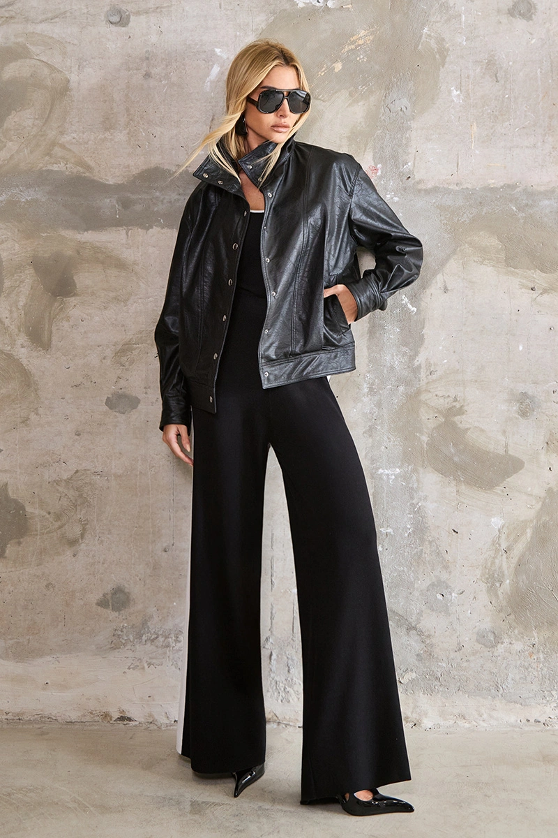 Dot Clothing - Jaqueta Bomber Eloá de Couro Preto - 3032PRETO