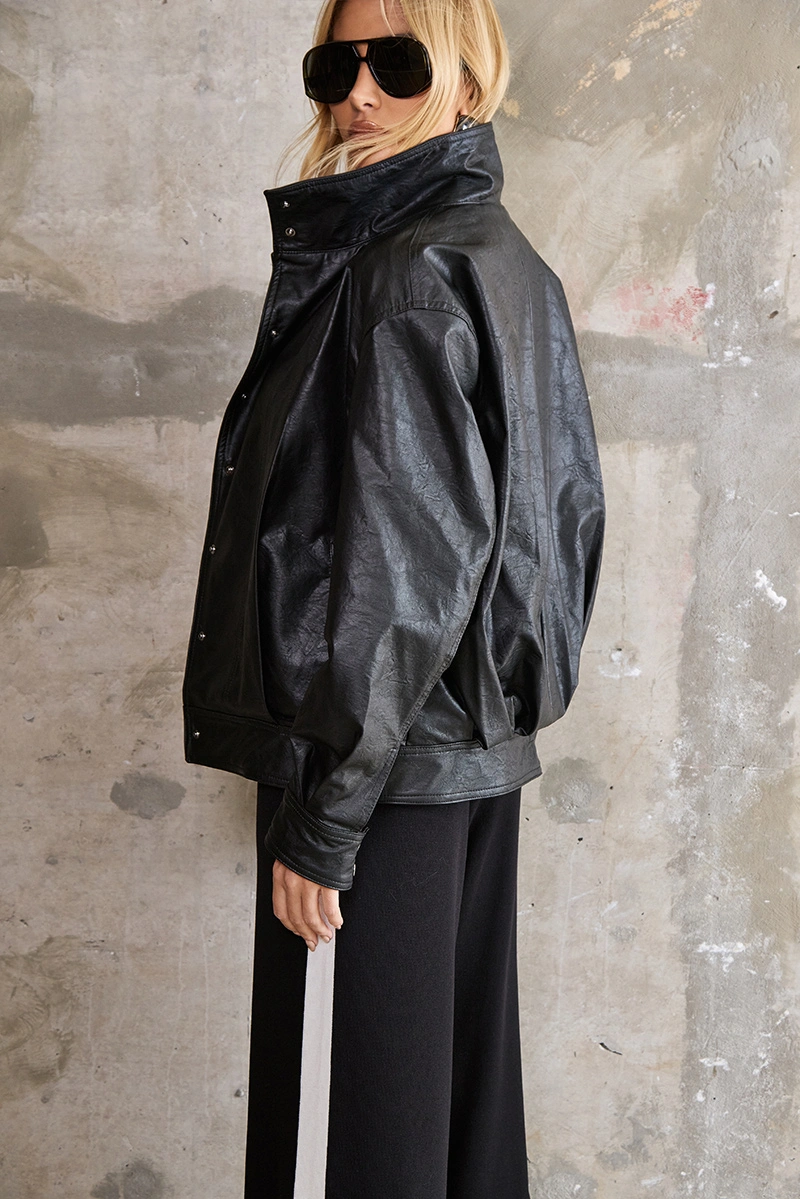 Dot Clothing - Jaqueta Bomber Eloá de Couro Preto - 3032PRETO