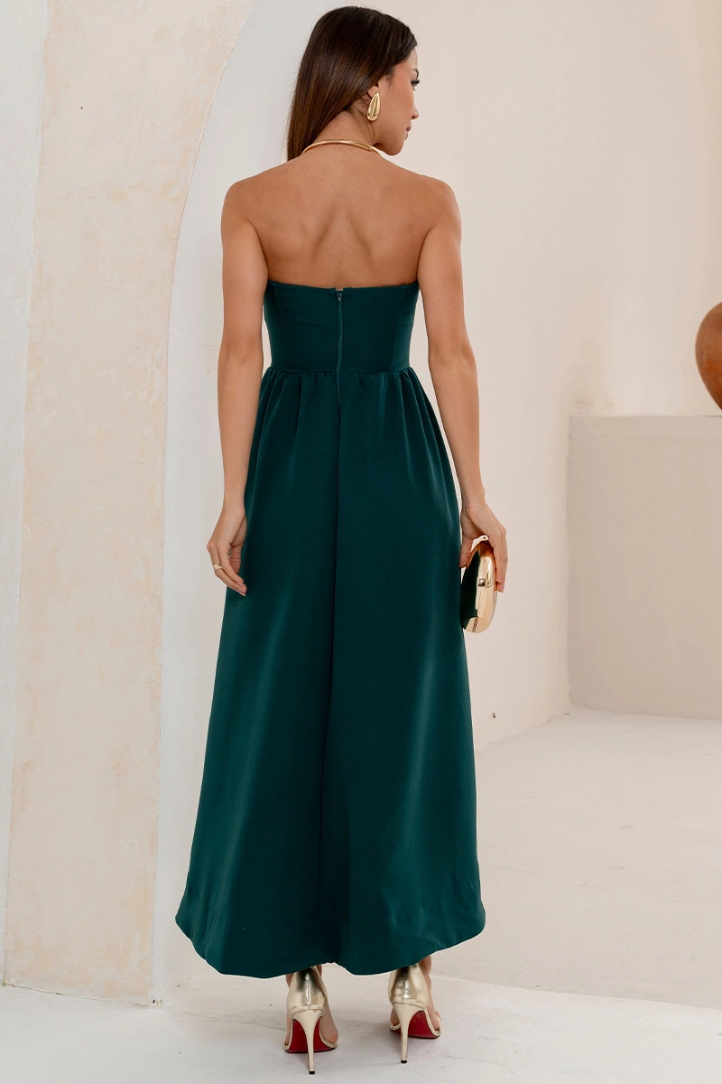 Miss Misses - Vestido Midi Fiorella Corseletado Tomara Que Caia Rodado Verde - 54806023