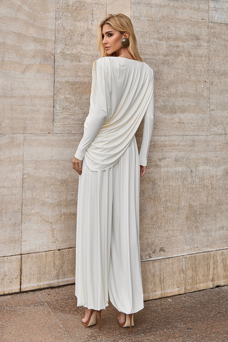 Dot Clothing - Conjunto Dot Clothing Marrocos Blusa Drapeada Lateral Offwhite - 3097OFF