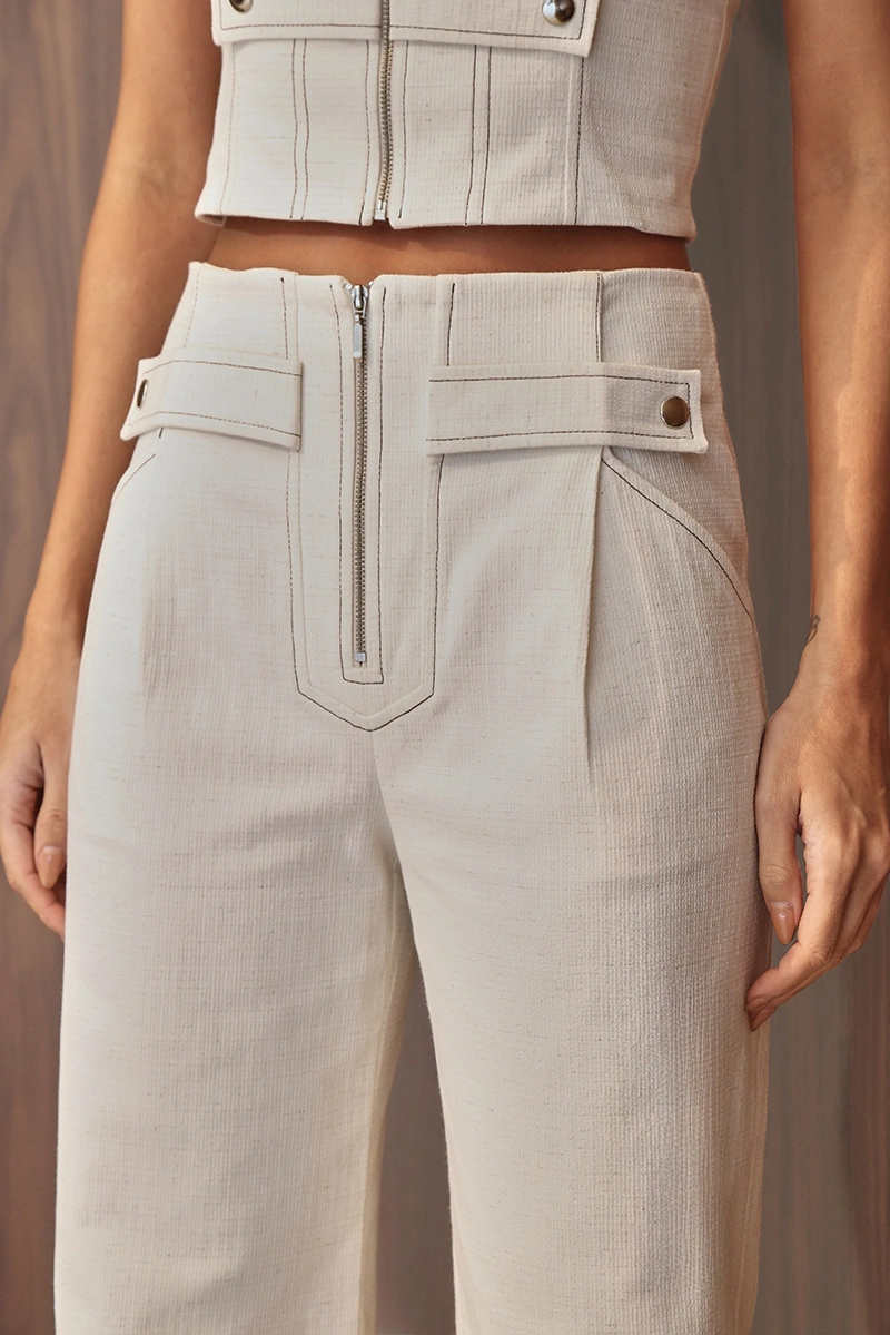 Dot Clothing - Conjunto Dot Clothing Napoleão Cropped e Calça Cru - 3081OFF