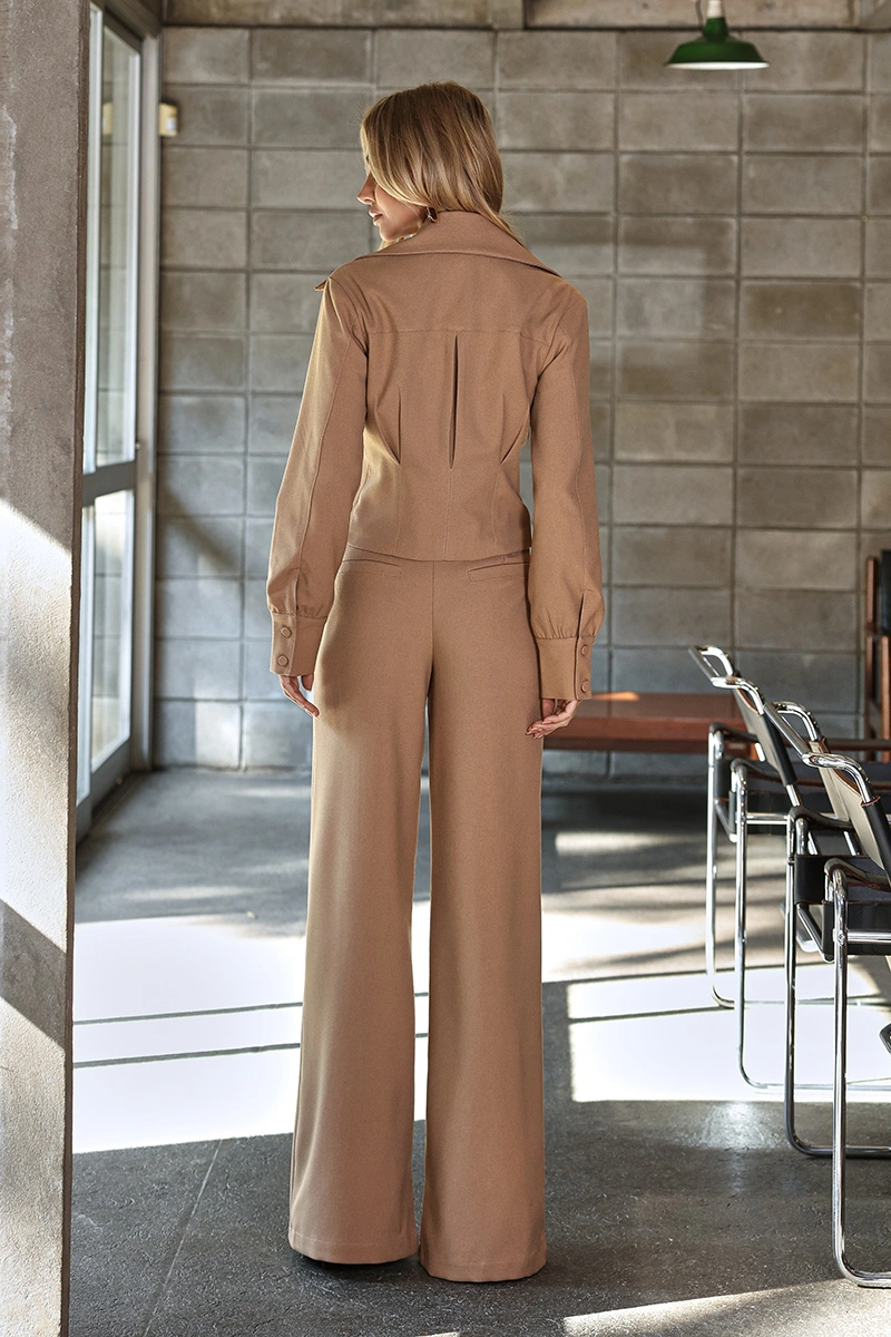 Dot Clothing - Calça Dot Clothing Pantalona Camel - 3099BEGE