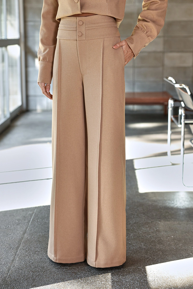 Dot Clothing - Calça Dot Clothing Pantalona Camel - 3099BEGE