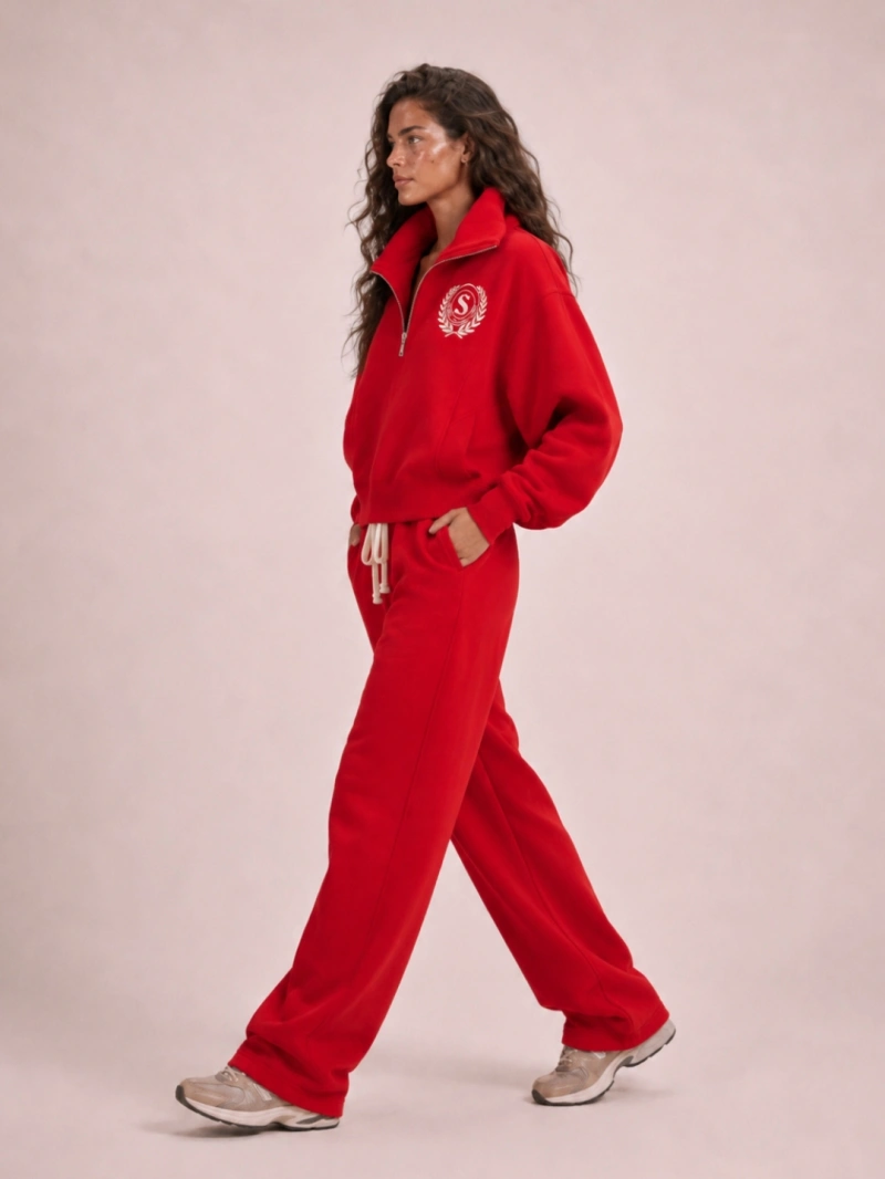 Salma - Casaco Moletom Zíper e Gola Alta Noa Vermelho - SALMOL1VER