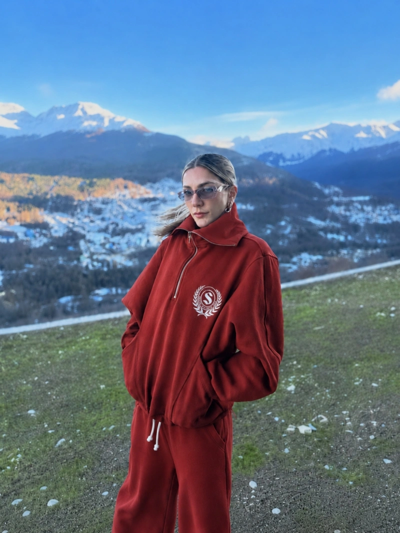 Salma - Casaco Moletom Zíper e Gola Alta Noa Vermelho - SALMOL1VER