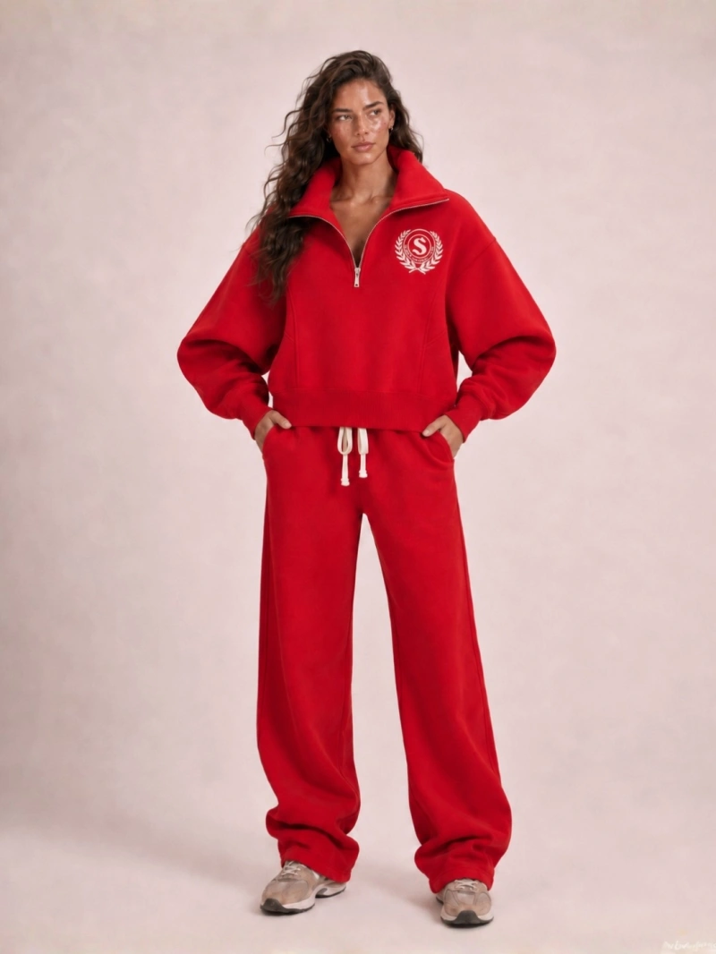 Salma - Casaco Moletom Zíper e Gola Alta Noa Vermelho - SALMOL1VER