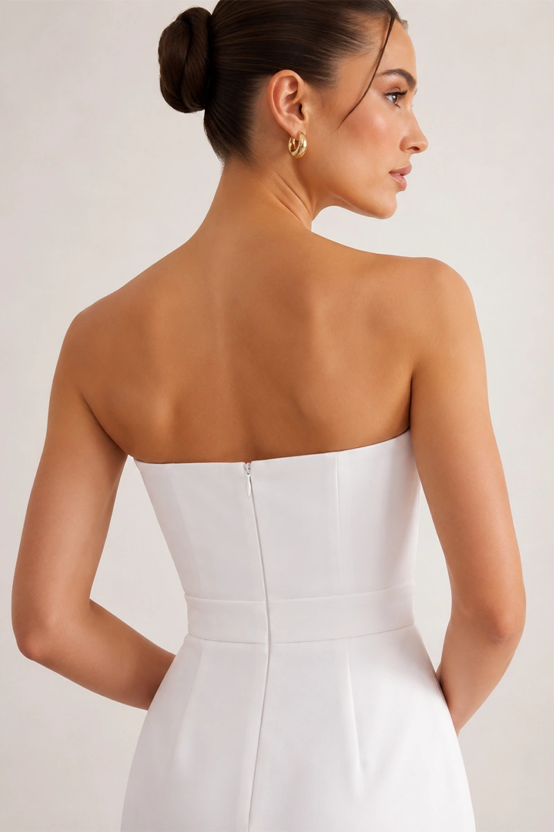 Miss Misses - Vestido Janine Midi Tubinho Tomara que Caia  Off white - 54825030