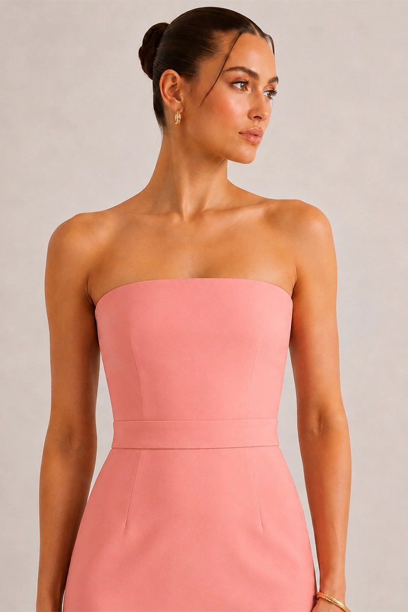 Miss Misses - Vestido Janine Midi Tubinho Tomara que Caia Rosa - 54825060