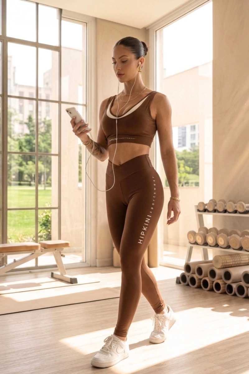 Hipkini - Legging Fitness ClubHouse com Silk Cappuccino - 33331964