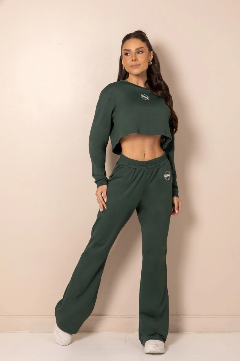 Hipkini - Blusa ClubHouse Fitness Manga Longa Verde - 33331965