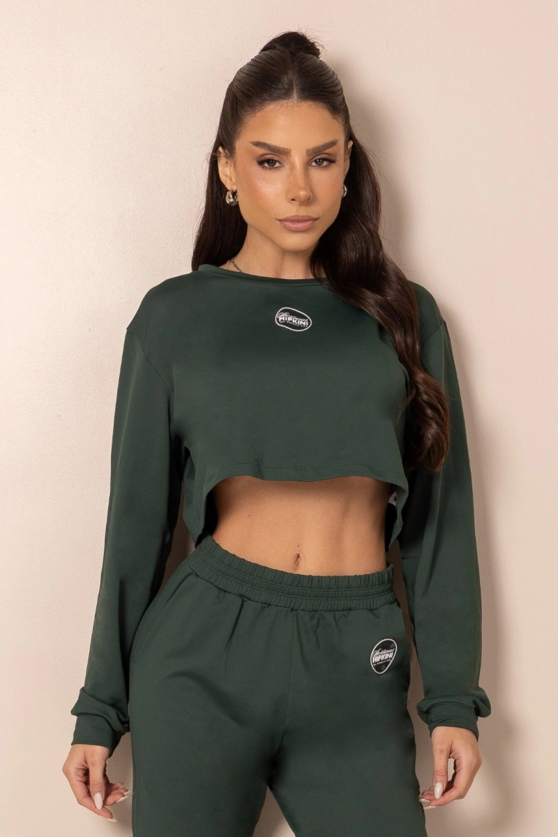 Hipkini - Blusa ClubHouse Fitness Manga Longa Verde - 33331965
