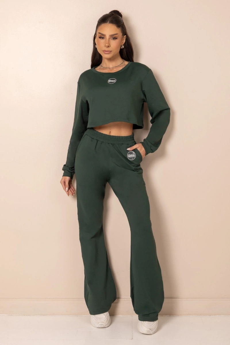 Hipkini - Blusa ClubHouse Fitness Manga Longa Verde - 33331965