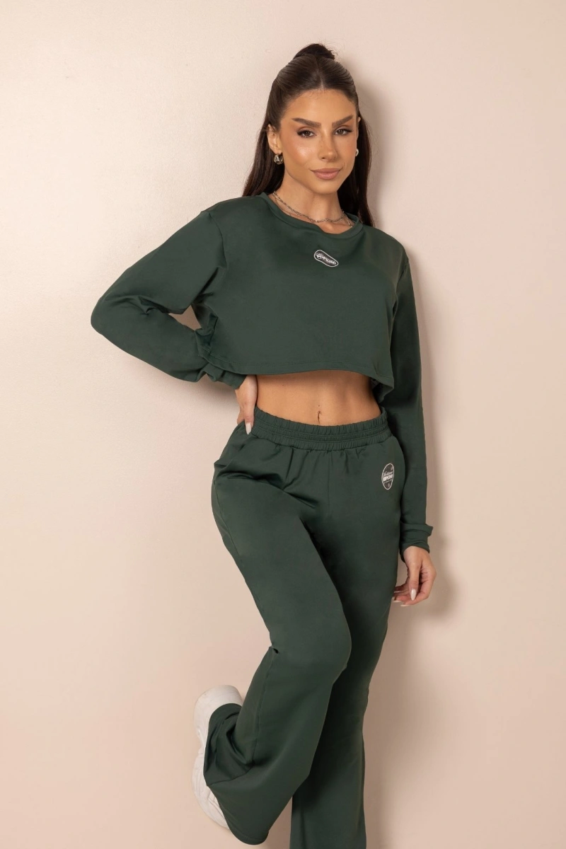 Hipkini - Legging Flare Fitness ClubHouse Verde com Cós Alto - 33331966