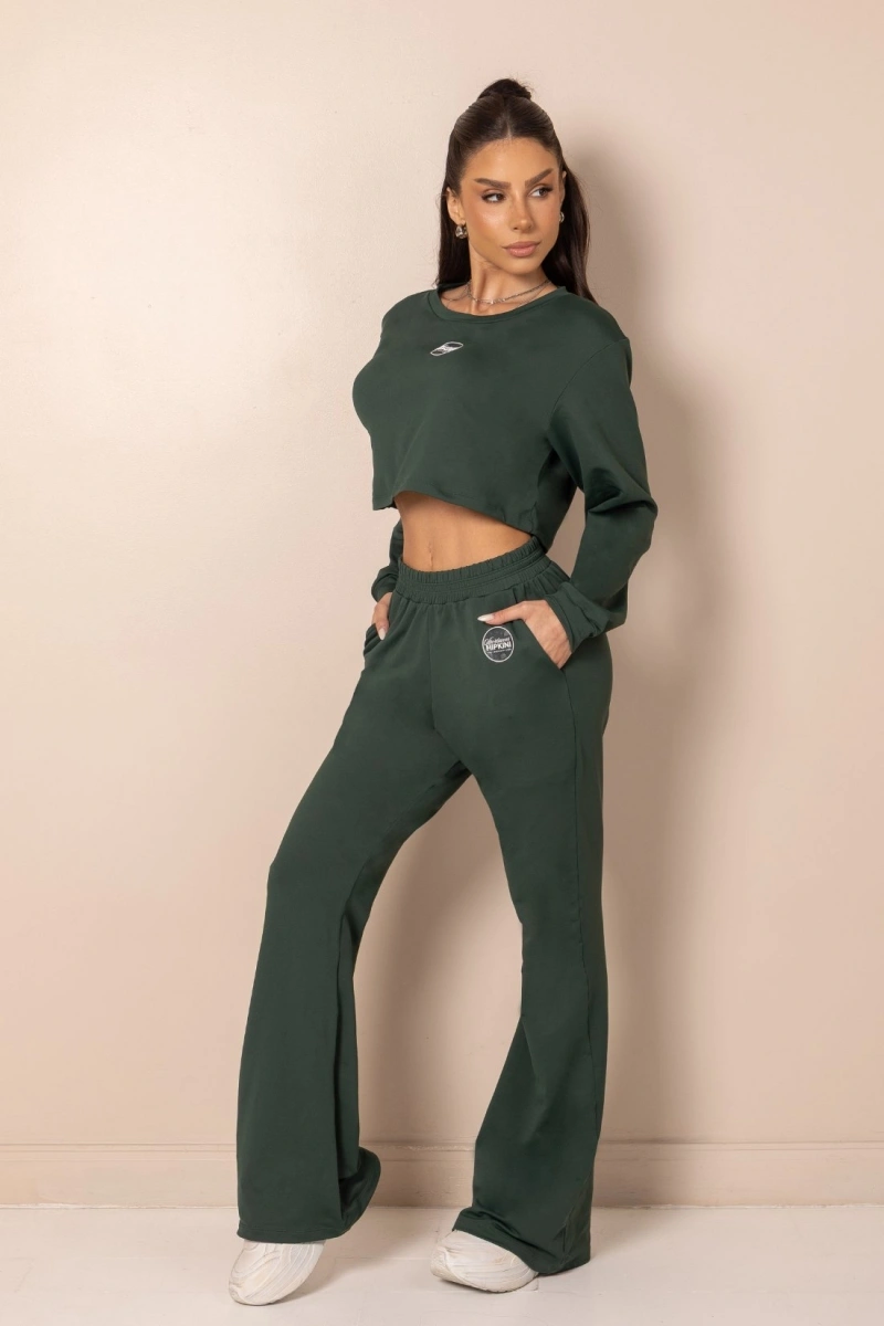 Hipkini - Legging Flare Fitness ClubHouse Verde com Cós Alto - 33331966