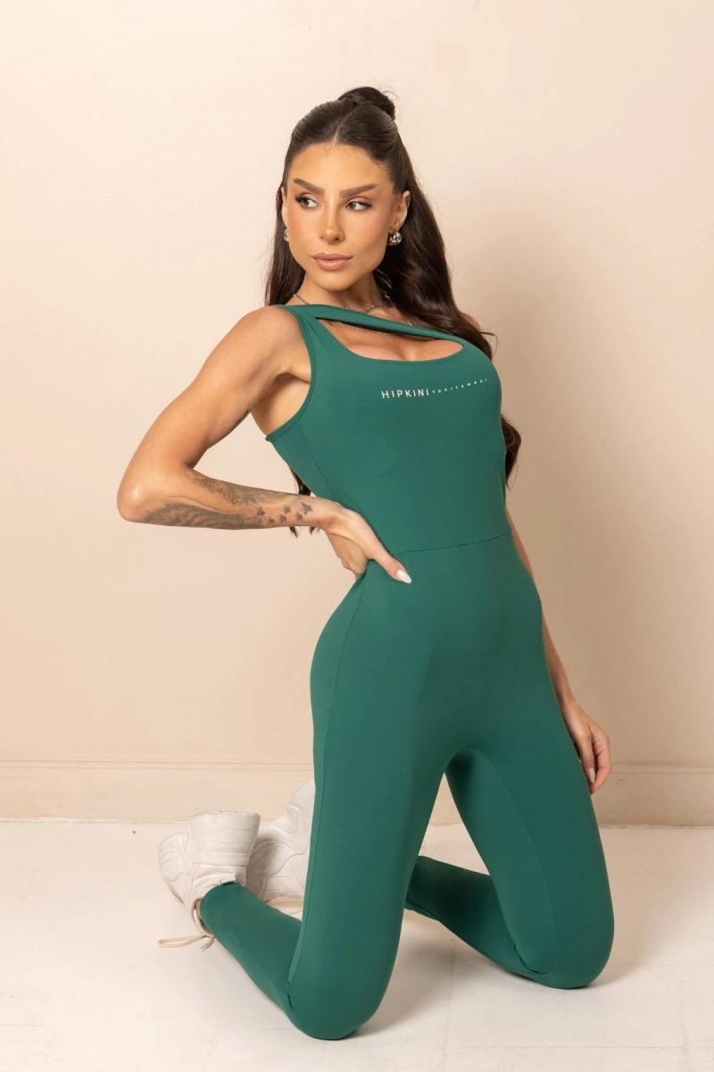 Hipkini - Macacão Fitness ClubHouse Ombro Único Verde - 33331967
