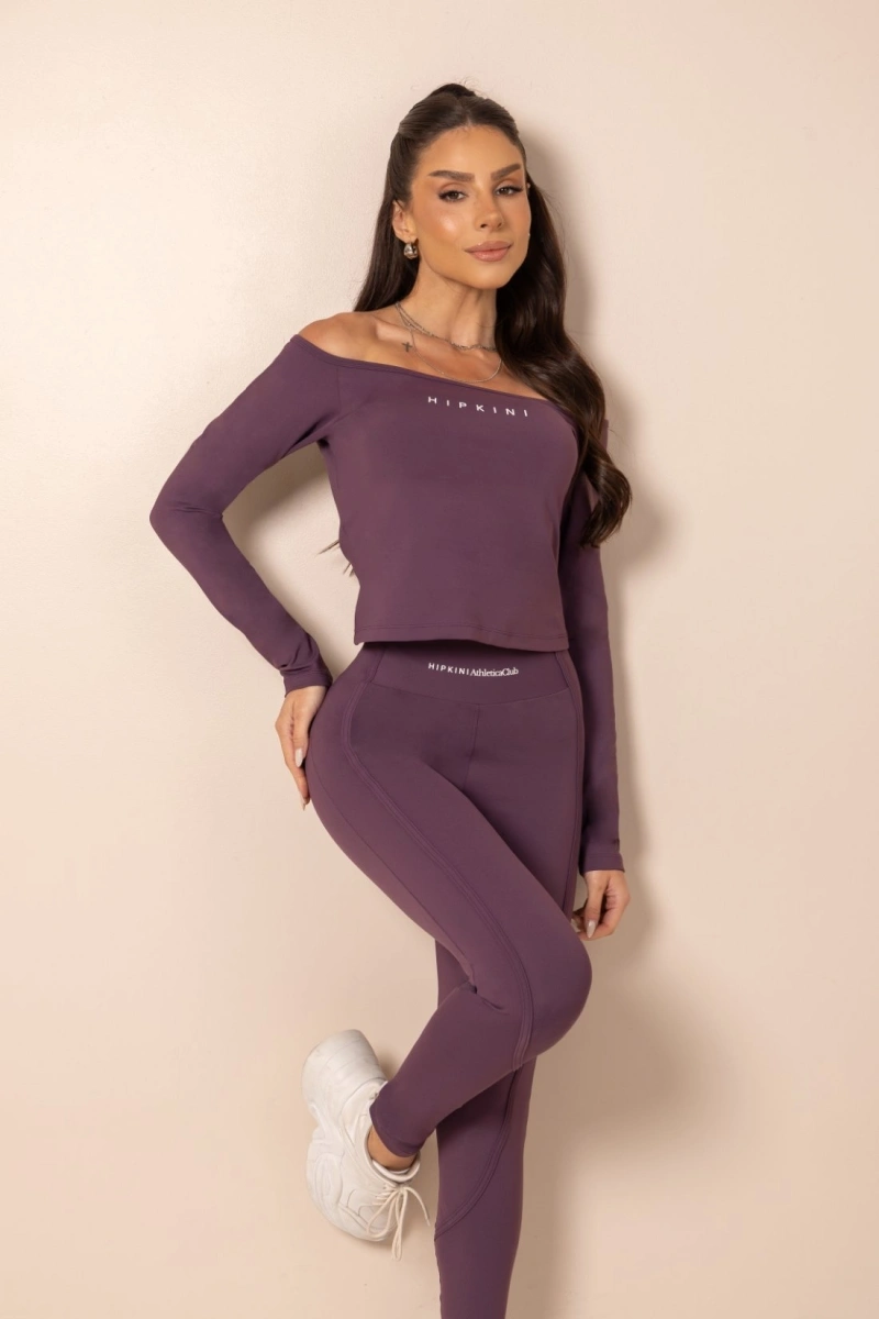 Hipkini - Blusa ClubHouse Fitness Burgundy Manga Longa - 33331986
