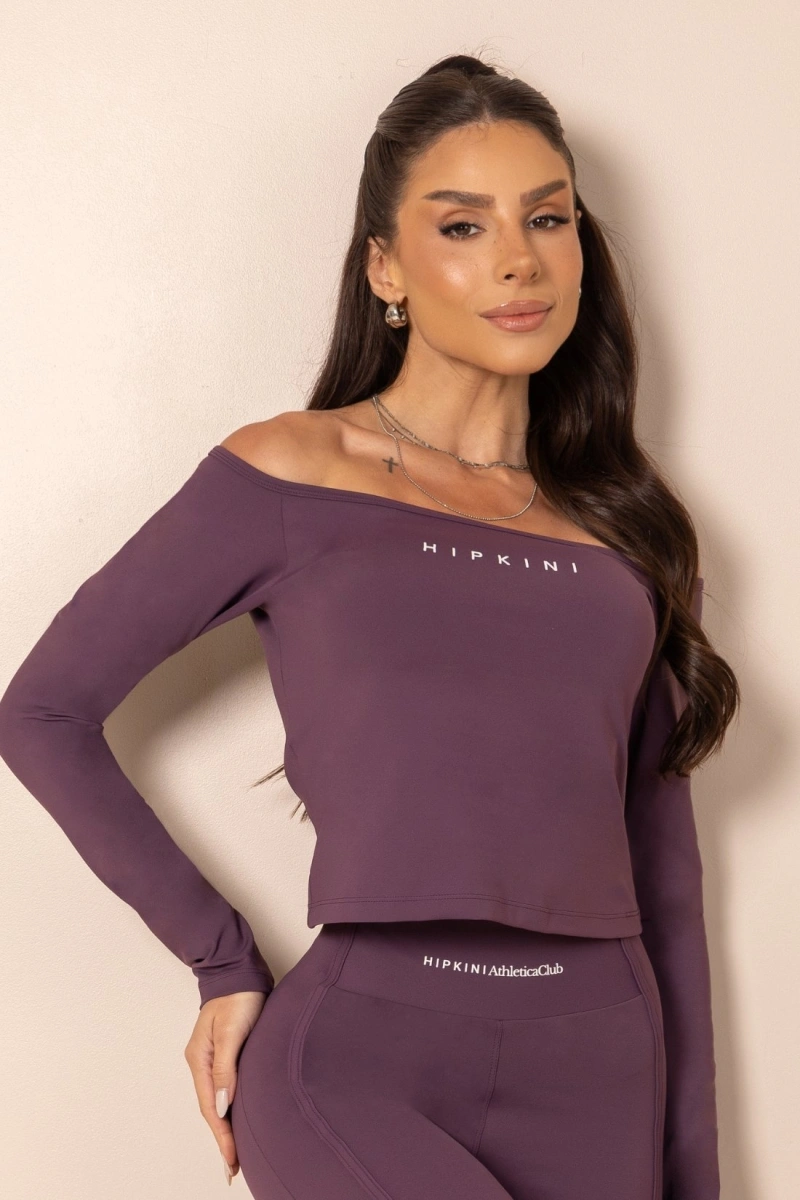 Hipkini - Blusa ClubHouse Fitness Burgundy Manga Longa - 33331986