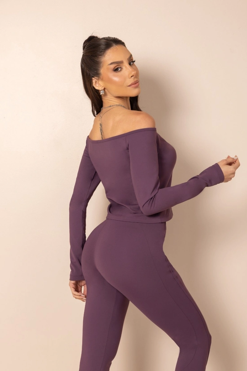 Hipkini - Blusa ClubHouse Fitness Burgundy Manga Longa - 33331986