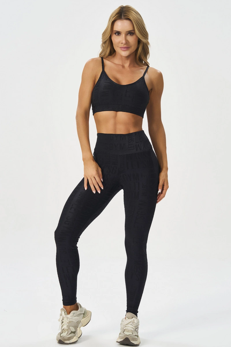 Lets Gym - Legging Velvet Name Preto - 2707PT
