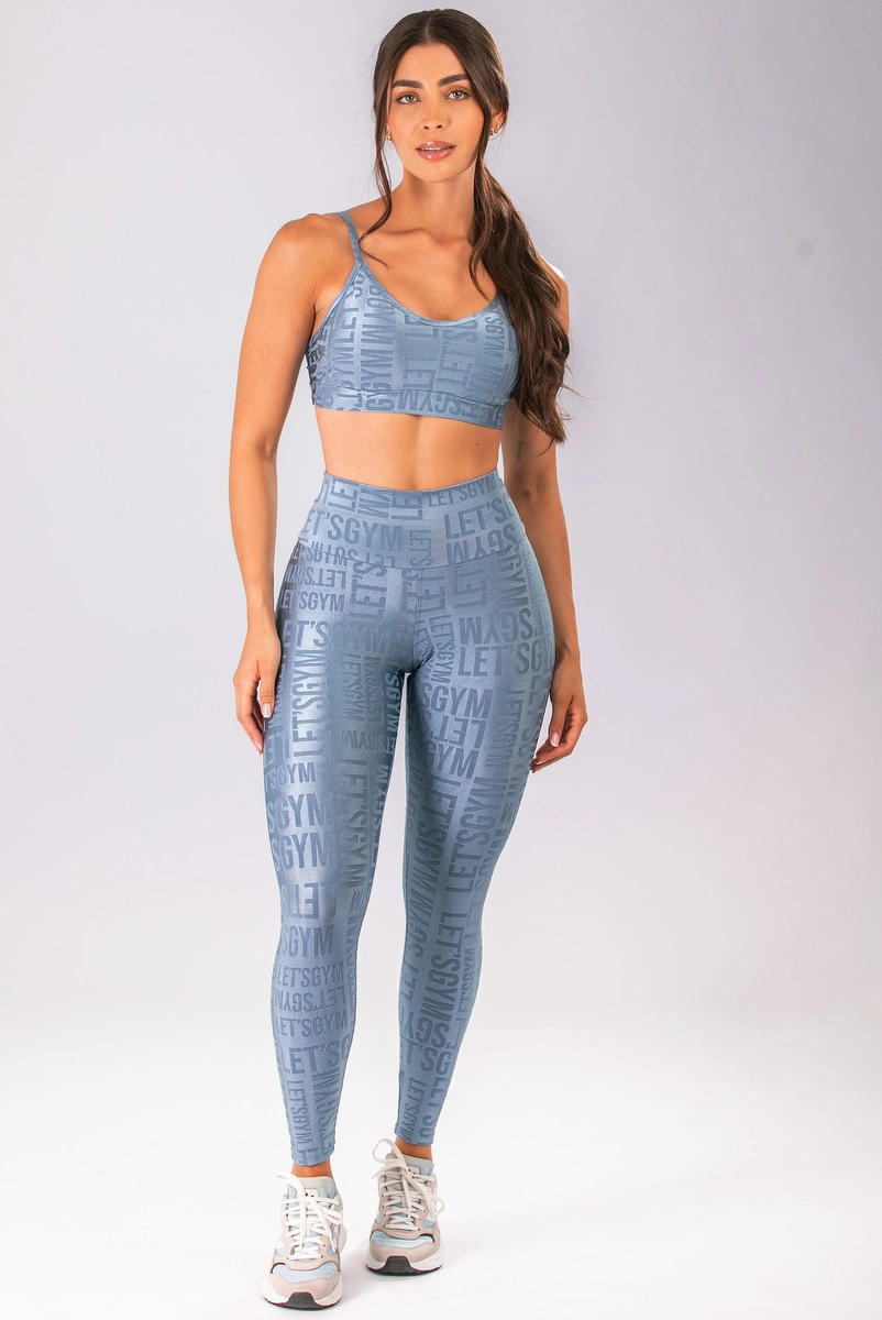 Lets Gym - Legging Velvet Name Azul Vintage - 2707AZ