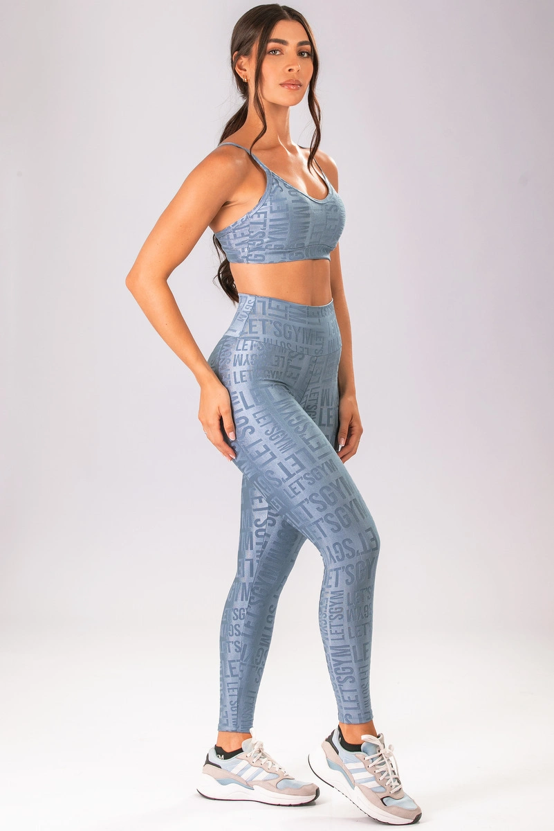 Lets Gym - Legging Velvet Name Azul Vintage - 2707AZ