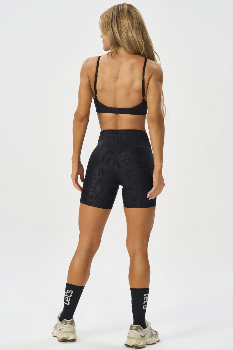 Lets Gym - Short Velvet Name Preto - 2708PT