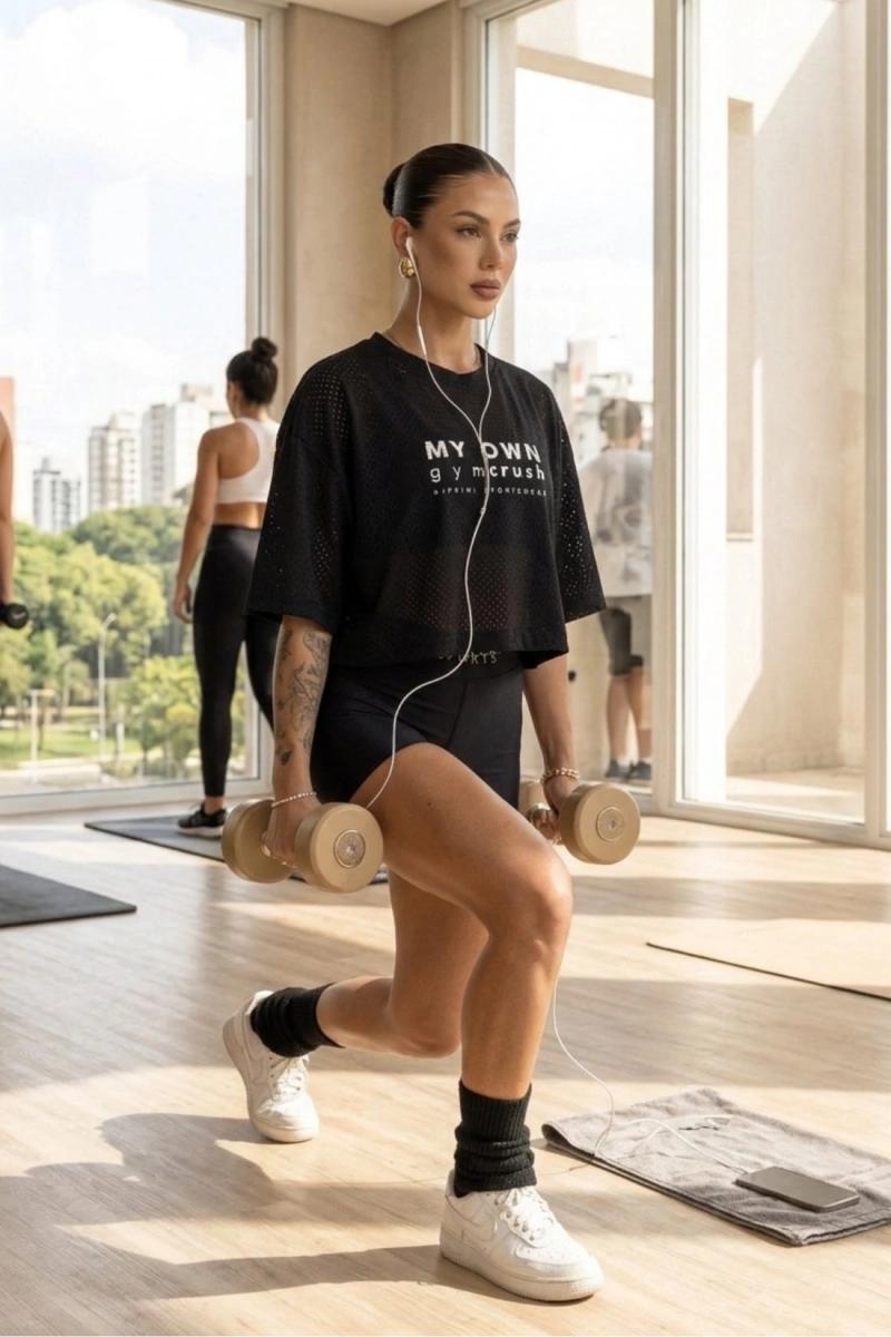 Hipkini - Blusa ClubHouse Fitness Preta Manga Curta - 33331889