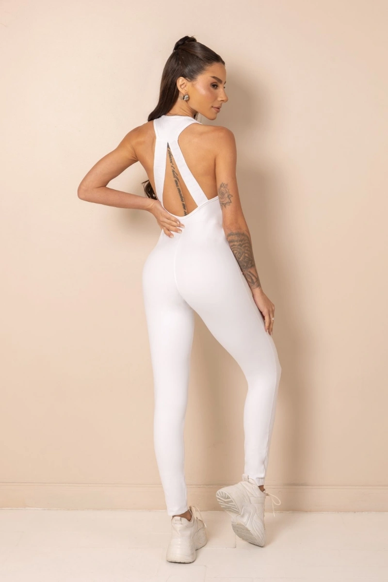 Hipkini - Macacão Fitness ClubHouse Branco com Alça Cruzada - 33331845