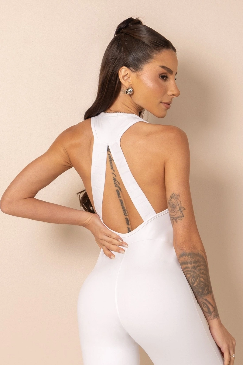 Hipkini - Macacão Fitness ClubHouse Branco com Alça Cruzada - 33331845