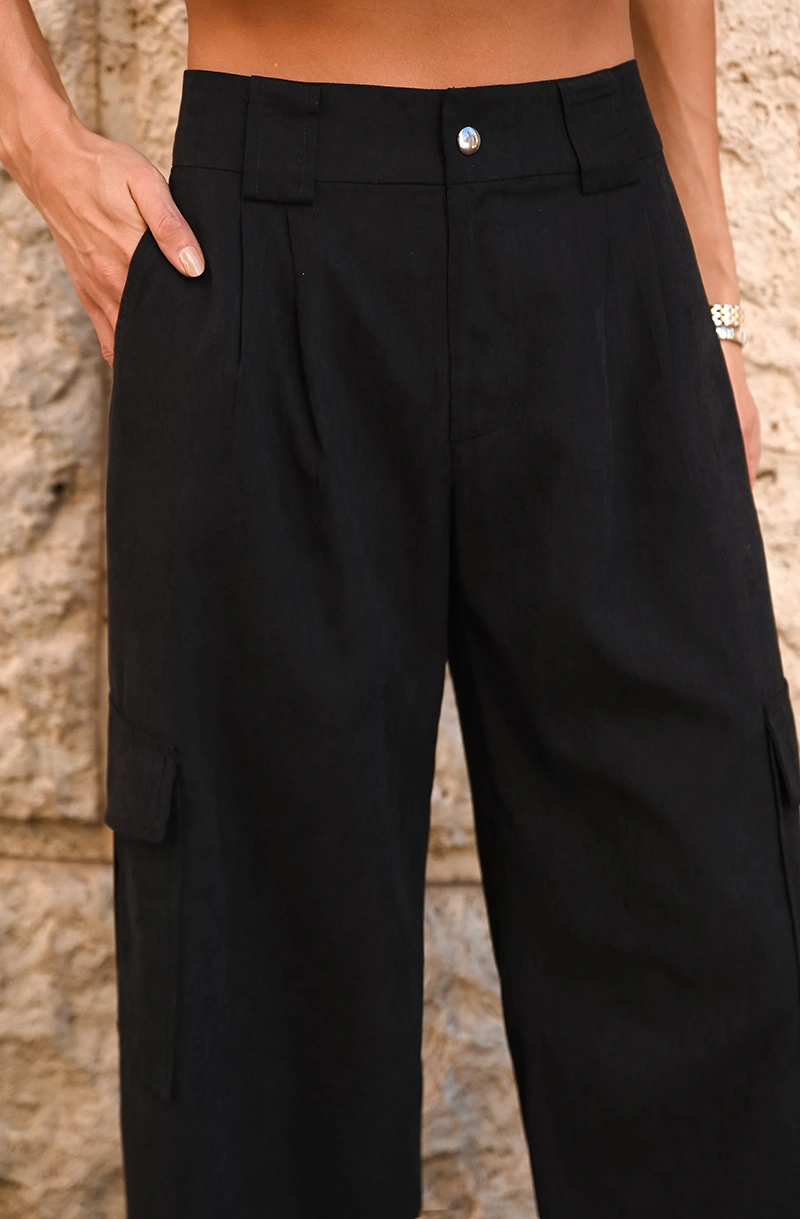 Dot Clothing - Calça Dot Clothing Ivana Cargo Cupro Preto - 3063PRETO