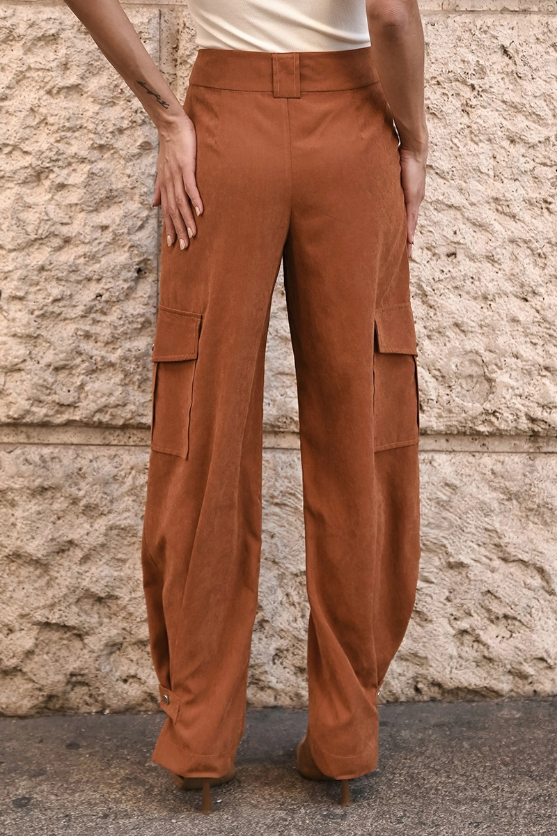 Dot Clothing - Calça Dot Clothing Ivana Cargo Cupro Caramelo - 3063CARAMEL
