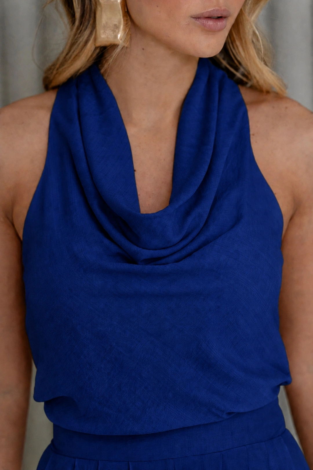Miss Misses - Conjunto Arabia Calça Aladim Blusa Cava Americana Azul Marinho - 80584004