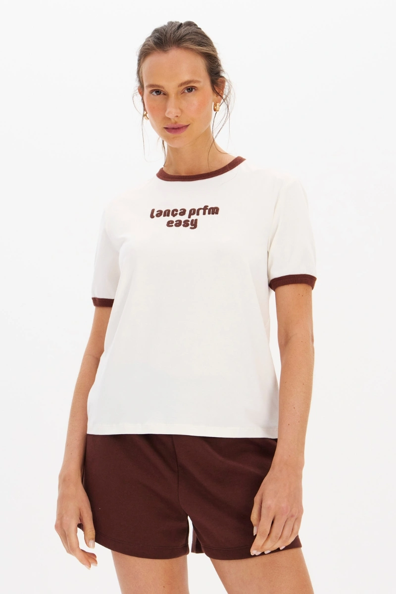 LANÇA PERFUME - T-Shirt Baby Look Com Bordado Lança Perfume - 5588