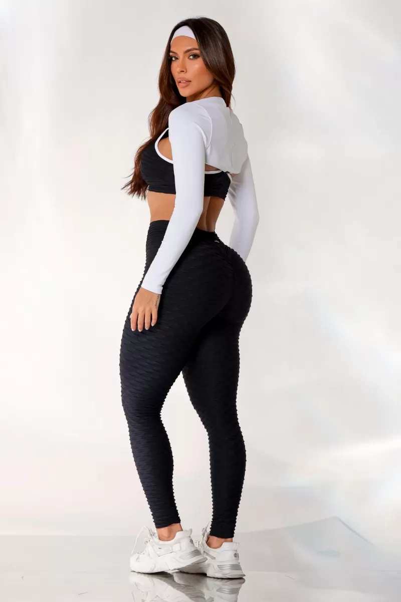 Canoan - Black Tropical Scrunch Leggings Pants - 11004