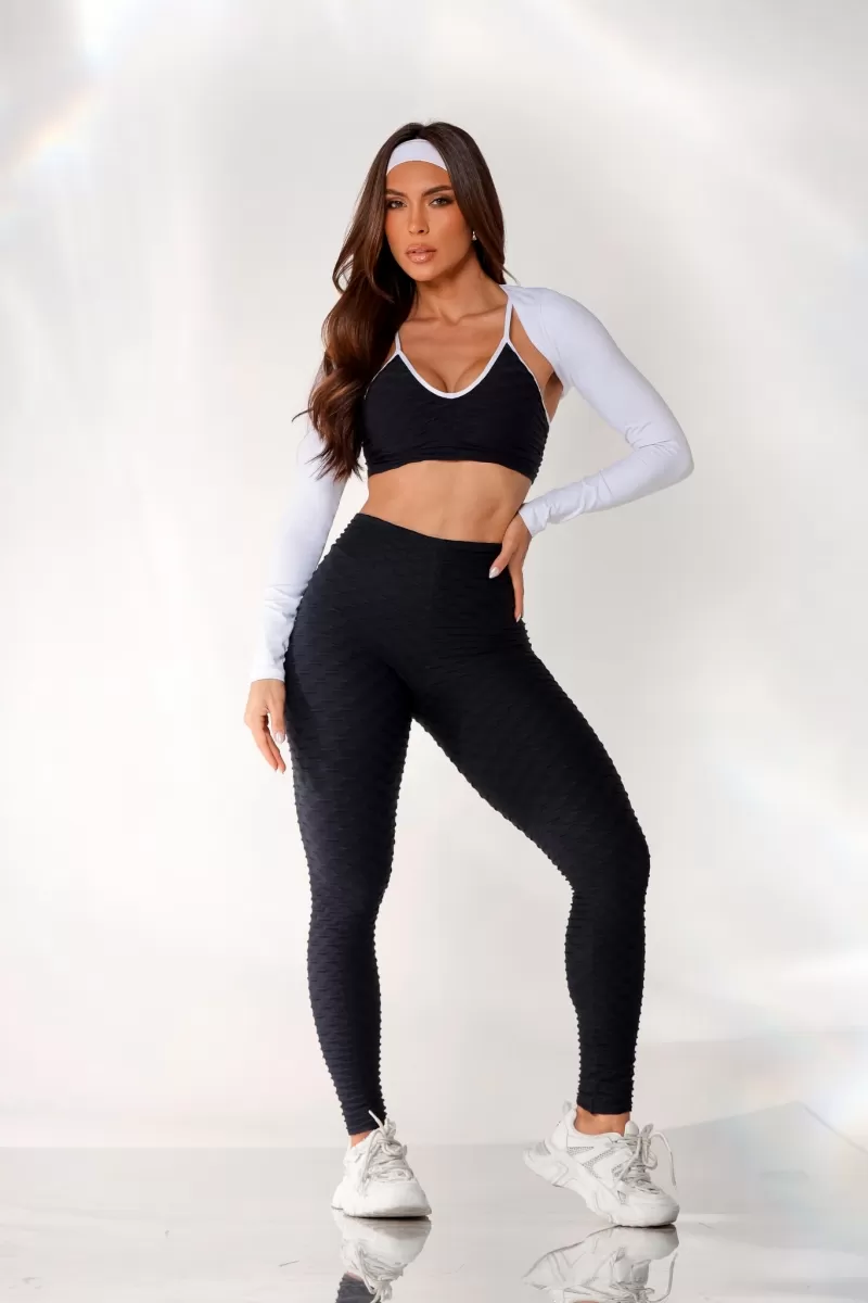 Canoan - Black Tropical Scrunch Leggings Pants - 11004