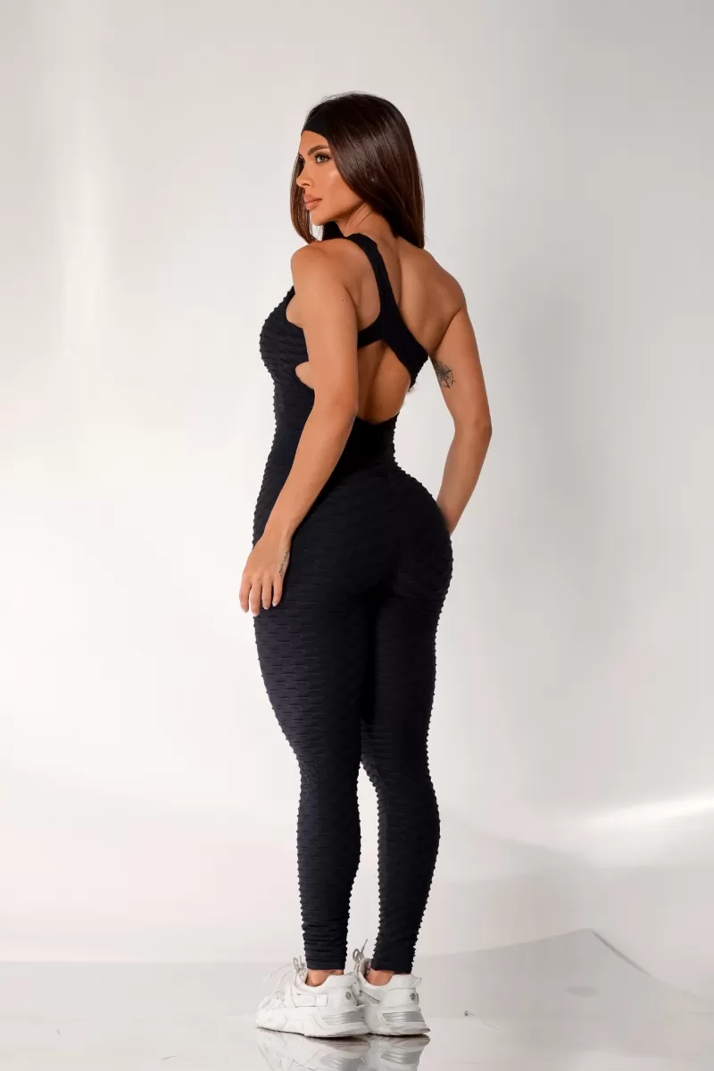 Canoan - Tropical Black Scrunch Jumpsuit - 26003