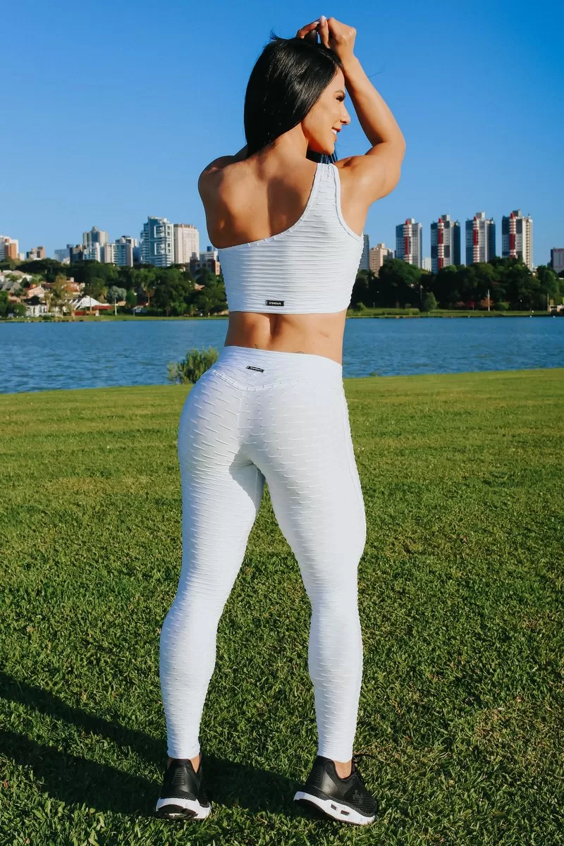 Canoan - Calça Legging Scrunch Booty Bolha Viés Branca - 11047