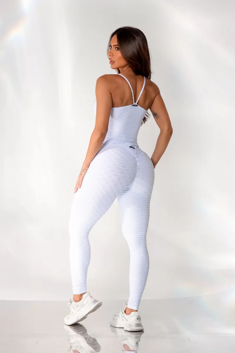 Canoan - White Tropical Scrunch Leggings Pants - 11004