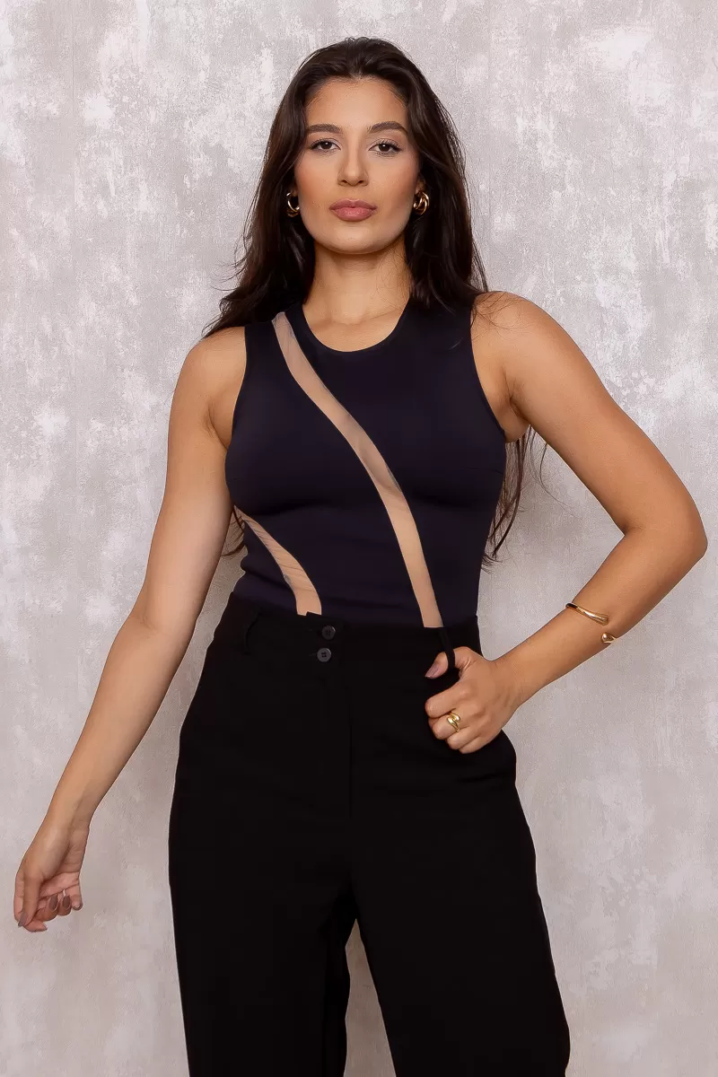 Limone - Body Limone com detalhe tule Preto - 10012174