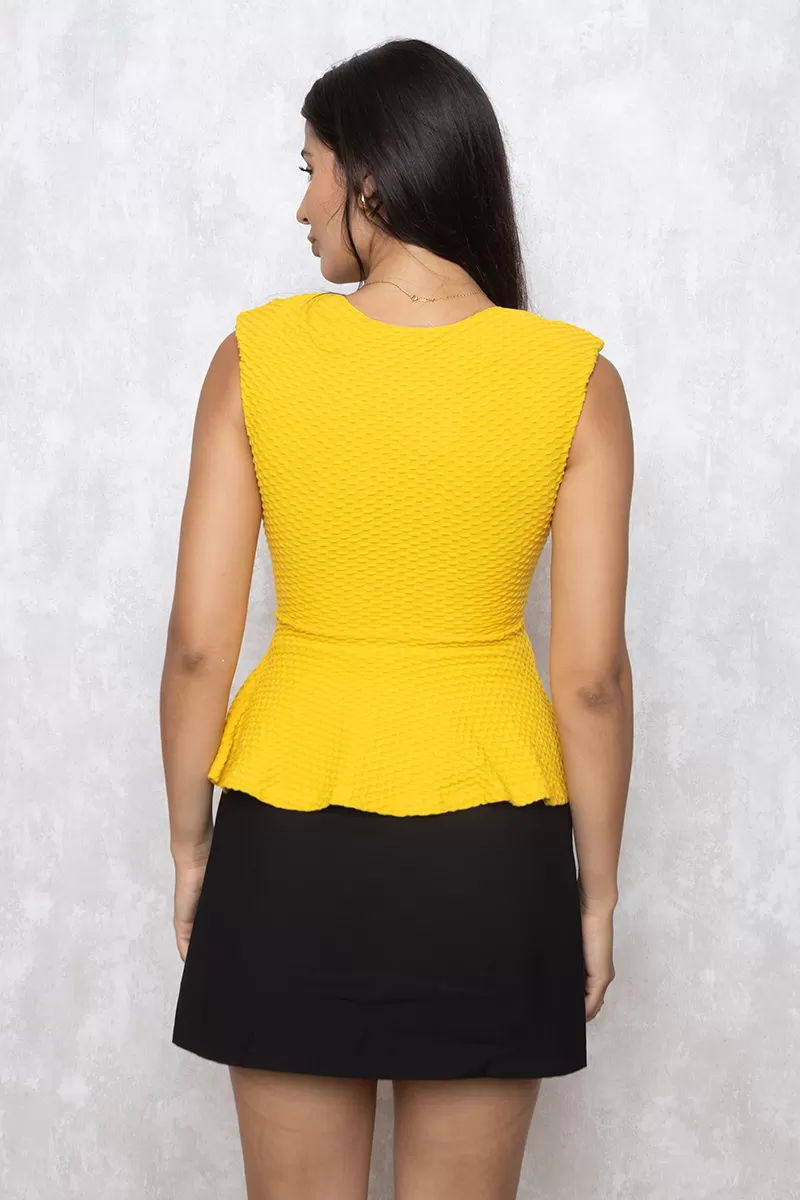 Miss Misses - Shirt Miss Misses front buckle peplum Yellow 15239 - 10006164