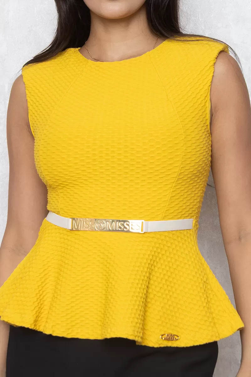 Miss Misses - Shirt Miss Misses front buckle peplum Yellow 15239 - 10006164