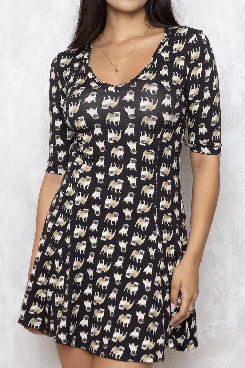  - Vestido Groovy Estampado Preto - 10007954