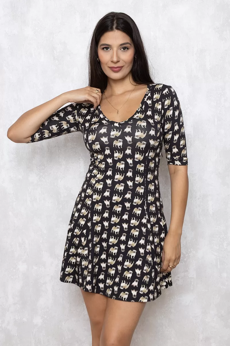  - Vestido Groovy Estampado Preto - 10007954